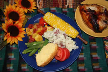 chicken and garden veggies