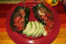 Poblano Peppers Stuffed w/ Wild Rice, Cranberries and Vegetables