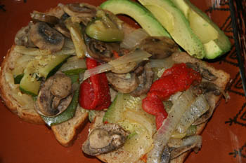 open faced vegetable sandwich